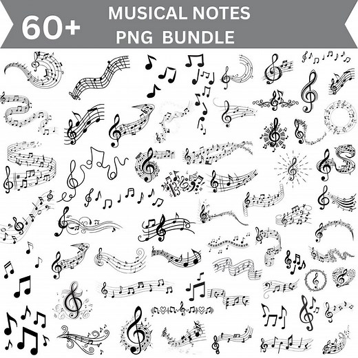 Music PNG Notes Bundle: Musical Clipart for Cricut, Silhouette (digital Download) - Etsy