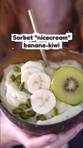 30-second banana kiwi "nice cream" sorbet 😋