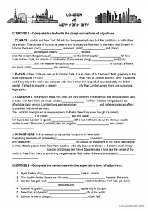London VS New York - Comparative & Superlative Adjectives Worksheet
