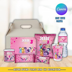 Pony Birthday Party Bundle: Editable Favor Kit, Canva Templates (digital File Only) - Etsy