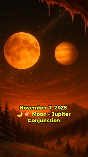 When the Moon meets Jupiter, the sky whispers in golden light. 🌙🪐 Look up tonight — wonder is waiting. ✨ | Cosmic Astronomy