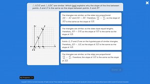 \triangle A D E and \triangle A B C are similar. Which best exp... | Filo
