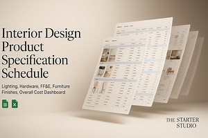 Interior Design Product Specification Schedule | FF&E Tracker Dashboard | Google Sheets and Excel Template - Etsy Canada