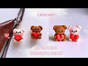 🧸 Crochet a little bear holding a heart keychain 🐻 ❤️ Amigurumi bear | Free pattern #movadiy