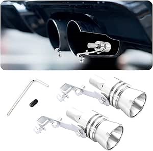 2PCS Car Turbo Whistle - Aluminum Alloy Car Exhaust Whistle with Cool Turbo Sound - Universal XL Size Car Exhaust Sound Booster Turbo Whistles for Your Exhaust System (Silver)