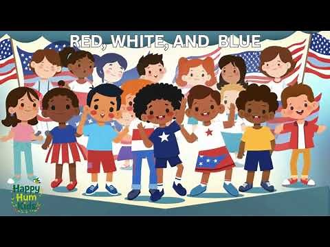 RED, WHITE, AND BLUE | Patriotic Songs for Kids | Proud American Music | Happy Hum Kids