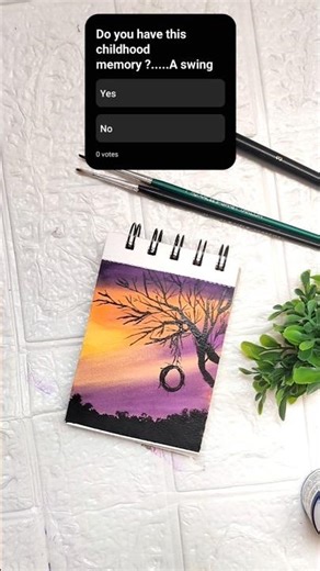 Easy Evening scenery drawing✨💖#swing #ytshorts #shortsfeed #drawing #painting #shorts #simpleart #yt