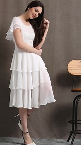 Customizable Summer Wedding Dress, Wedding Guest Dress, White Ruffle Chiffon Dress, Midi Swing Dress, Eco-friendly Bridesmaid Dress C429# - Etsy