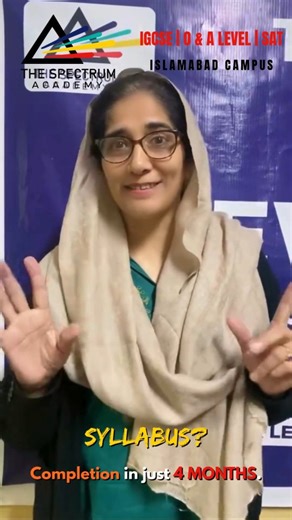 📢 New Session Announcement — O/A Levels (May/June 2026) The Spectrum Academy, F-10 Islamabad Get ready to begin your academic journey with The Spectrum Academy! Our new session for O/A Level students starts on 5th January 2026 and is designed to prepare you fully and confidently for the May/June 2026 Examinations. ✨ What We Offer: Complete Syllabus Coverage in Just 4 Months — focused, structured, and efficient learning. Monthly Tests — track your progress and strengthen your weak areas. Extensi