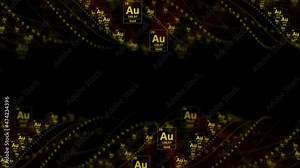 GOLD Molecule Symbol, AU, Chemistry Periodic Table, Animation, Background, Rendering, Loop