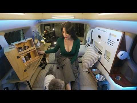 Solo Car Camping in the Rain 🌧️ Cozy Camper Van Setup, Rain ASMR & Delicious Cooking