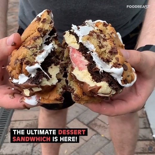 Half Cookie, Half Burger, Is this Heaven? 😍 This COOKIE BURGER has a BROWNIE PATTY and a layer of CHEESE(cake)! 🍪🍔 | Foodbeast