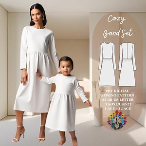 Cozy Bond Set | Matching Mom and Daughter Dress Sewing Pattern | PDF Digital Pattern (XS-3XL & 1-12 Age) | Family Outfit | Beginner Pattern - Etsy