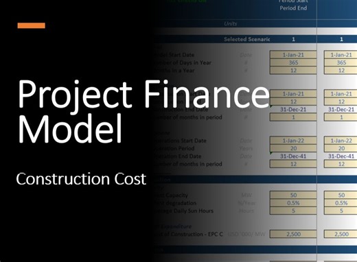 项目融资模型 Project Finance Model - 筹建期成本模型