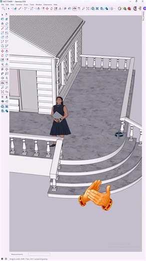 Nice Tower Pro on Instagram: "Handrail modeling @nice_tower_pro SketchUp Railing Placement Made Easy ✨ In this short tutorial, you’ll learn a clean and simple method for placing balusters (railing posts) accurately along straight and curved paths. We use Follow Me for smooth handrail modeling and Copy Along Curve to distribute balusters evenly — fast, precise, and practical for real architectural projects. Perfect for architects, designers, and SketchUp users who want clean railings and professi
