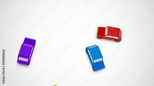 Overhead Shot Of Fast Numerous Cars Driving On The Black Background And Leaving Tire Tracks Behind Them Top View Of The Colorful Motor Vehicles Crossing Carefully With No Accident 2d Animation