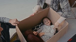 Cheerful Little Girl Lying Cardboard Box Stock Footage Video (100% Royalty-free) 3730947447 | Shutterstock