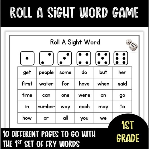 Roll A Sight Word Game for Kindergarten & 1st Grade | Printable Reading Game | Phonics   Sight Word Practice With the First 100 Fry Words - Etsy