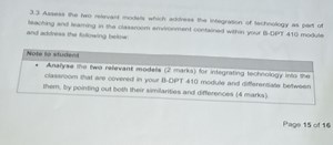 3.3 Assess the two relevant models which address the integratio... | Filo
