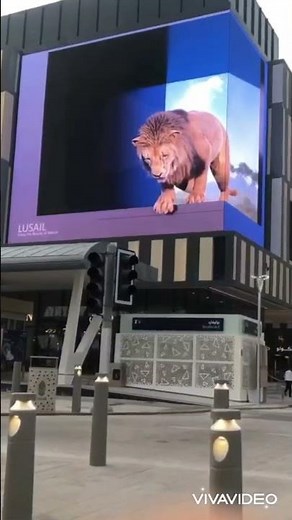 3D lion billboard in qatar 🤯