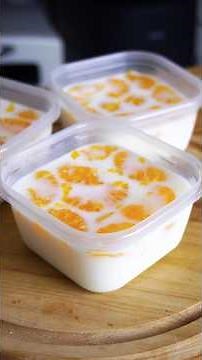 材料4つ！タッパーそのままみかん牛乳プリン作り方！#簡単レシピ