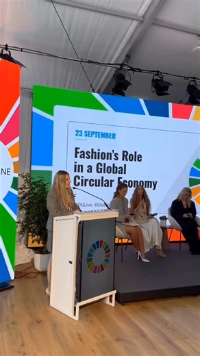 Fashion Impact Fund on Instagram: "On Sept 23, the UN Fashion and Lifestyle Network brought the conversation on circular fashion to the SDG Media Zone at #UNGA80 🌍♻️. Opening remarks by Co-founder @kerrybannigan, set the stage for a panel moderated by @BoF with @vestiaireco @marahoffman, @redeux_style & @unclimatechange. The discussion spotlighted innovative business models, policy advocacy and consumer empowerment, showing how circularity can cut environmental impact, extend product lifecycles