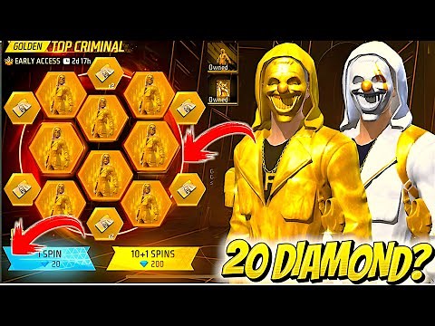I Got 20 DIAMOND GOLDEN CRIMINAL Bundle Free Fire 🔥 New Golden Criminal Bundle Spin Free Don’t Miss