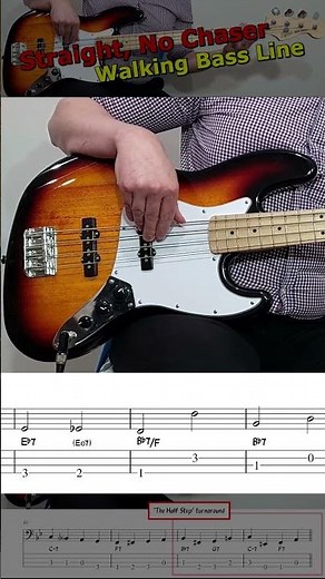 "Straight, No Chaser" (part 1) 🎹 Walking Bass Line 🎻#jazzbass #walkingbass #bebop