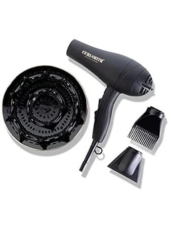Curlsmith Defrizzion Hair Dryer - for Curly Hair w/Extra Large 8" Diffuser for Fast Drying, 2 Speeds, 3 Heat Settings, Sustained Cool Setting with Minimal Heat Impact