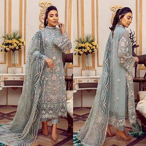64 reactions | Model: AD-04 Price Rs. 6053/- Work: Thread, Zari & Silver Sequins. Fabric: Semi Pure Chiffon Embroidered. Inner Included. For purchase order & query drop a message in our Inbox [or] Whats-App : 0334-3147331 | Latest Trends | Facebook