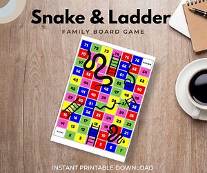 Snakes and Ladders Printable Game | Classic Family Board Game | Fun Kids Activity | Educational Party Game | Travel Game for Kids & Adults - Etsy UK
