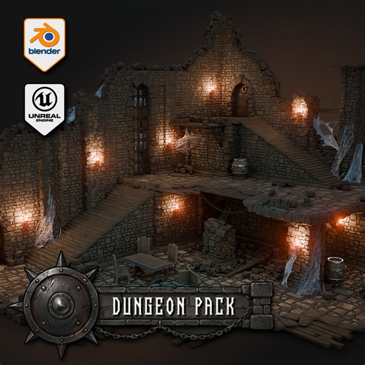3DT Dungeon Kitbash Pack - Stylized Asset Collection | Blender 5 + UE5.7, 3D Tudor