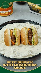 Beef Burger with Mushroom Sauce Recipe that’s juicy, cheesy, and loaded with rich creamy mushroom flavors! Made with SuperChef Burger Sauce, this burger becomes the perfect blend of smoky, saucy, and irresistible goodness 🍔🔥 #BeefBurger #MushroomBurger #SuperChefSauce | SuperChef