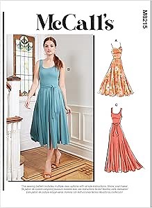 McCall M8215KK Misses' Fit & Flare Knit Dress Sewing Pattern Kit with Style Variations, Code M8215, Sizes 26W-28W-30W-32W