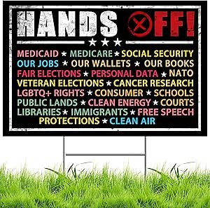 No Kings Protest Signs Anti-45th President Democracy Protest Anti Maga Yard Signs | Against Racism, Resist Fascism, Resist Hate Garden Lawn Sign | Double Sided with H-Stake Metal (Wide 18x12inches)