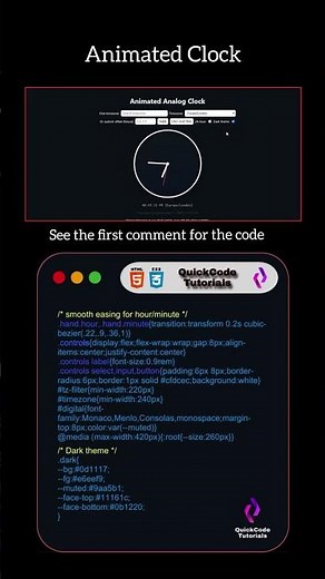 How to Create an Animated Clock with HTML, CSS, and JavaScript | Coding Tutorial for Beginners