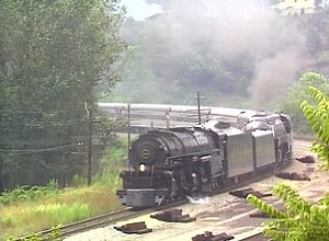We're heading up the western slope of Christiansburg Mountain... N&W 1218 is in the lead, N&W 611 is right behind! From "N&W Class A 1218" from Video Rails and Pentrex. On sale/free shipping: https://rfd.video/ClassA1218 | Railfan Depot