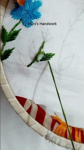Leaf Fishbone stitch #embroidery #fishbonestitch
