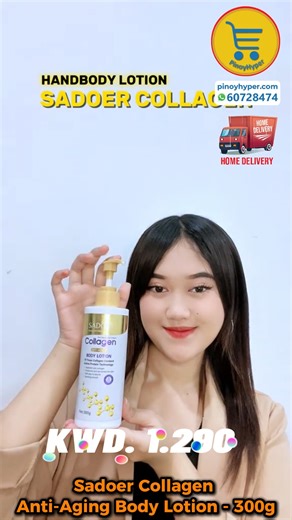 ✨ Sadoer Collagen Anti-Aging Body Lotion – 300g ✨ Nourish & firm your skin with collagen-rich hydration 💖 Reduces signs of aging for smoother, youthful-looking skin 🌸 💰 Only: 1.290 KD (SAVE 63%) 🚛 Delivery All Over Kuwait 📩 Order Now: 6072 8474 🔗 Buying Link in Comment 👇 #Sadoer #BodyLotion #AntiAging #GlowingSkin #PinoyHyper | Pinoy Hyper