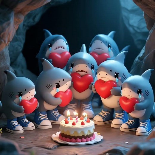 Baby Shark Group Crying Holding a Red Heart 💔🦈 | So Sad & Emotional #shark #babyshark #shorts