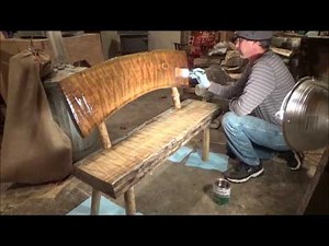 THE WORKSHOP. Log Slab Bench. It is done.