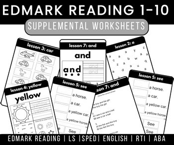 Edmark Reading Program® Lessons 1–10 | Supplemental Worksheets + Reading Page |