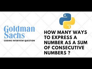 Goldman Sachs Coding Interview Question | Express number as a sum of consecutive numbers