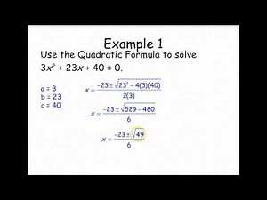 Algebra 2 Quadratic Formula