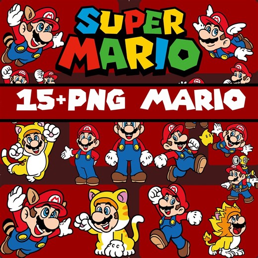 Super Mario PNG Clipart: Retro Gaming Graphics (digital Download) - Etsy