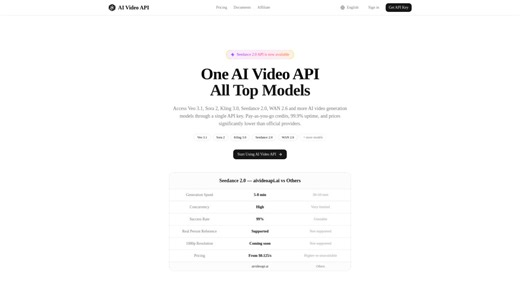 aivideoapi: Unified API for top AI video models with 50% lower costs.