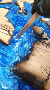 2.1K views · 29K reactions | Estuary table, Maple live edge dyed dark brown, blue resin ⚡ #UntreatedArt #epoxytable #resintable #rivertable #epoxyart #resinart #epoxy #resin #epoxyresin | UnTreated | Facebook