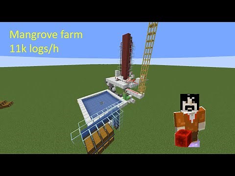 Simple and fast Mangrove AFK tree farm, update (11k logs/h, Minecraft Survival Java 19.x-21.x)