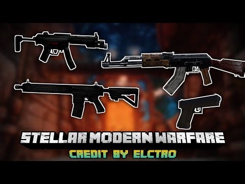 3D Gun Mod Showcase MCPE - Stellar Modern Warfare Addon | Realistic Animation 3D Guns