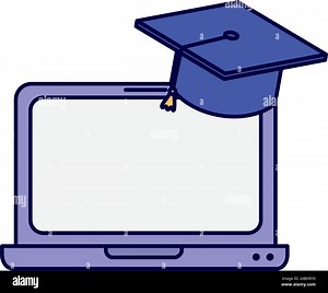 laptop computer graduation hat school learning online vector illustration Stock Vector Image & Art - Alamy